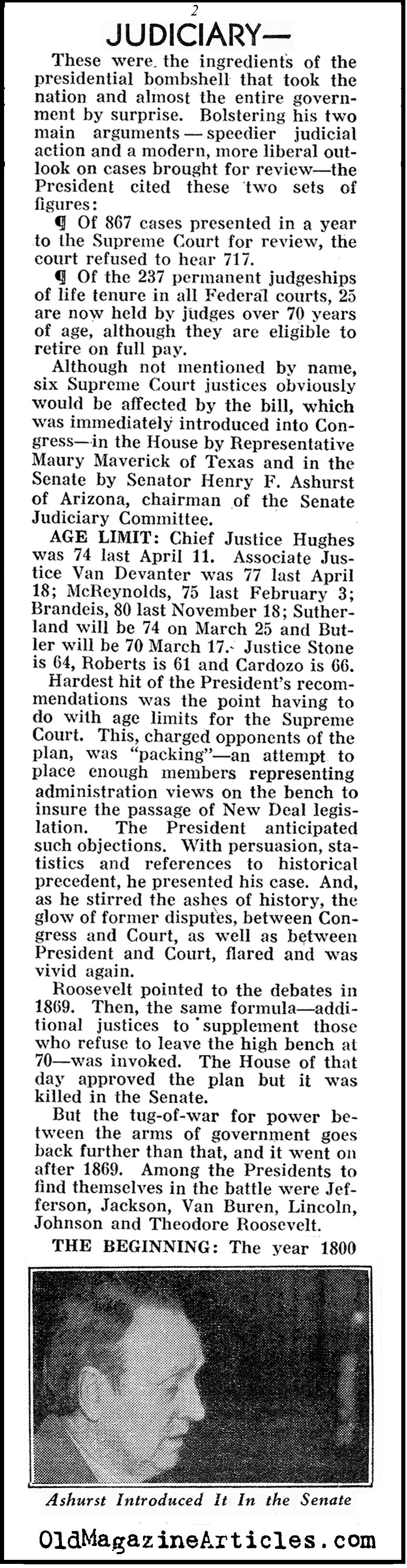 FDR's ''Pack The Court'' Proposal (Pathfinder Magazine, 1937)