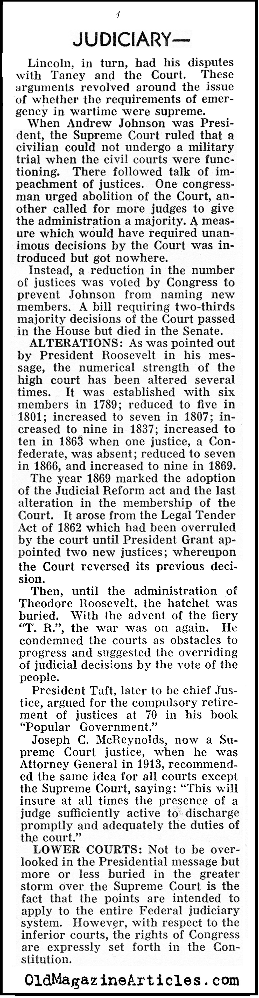 FDR's ''Pack The Court'' Proposal (Pathfinder Magazine, 1937)
