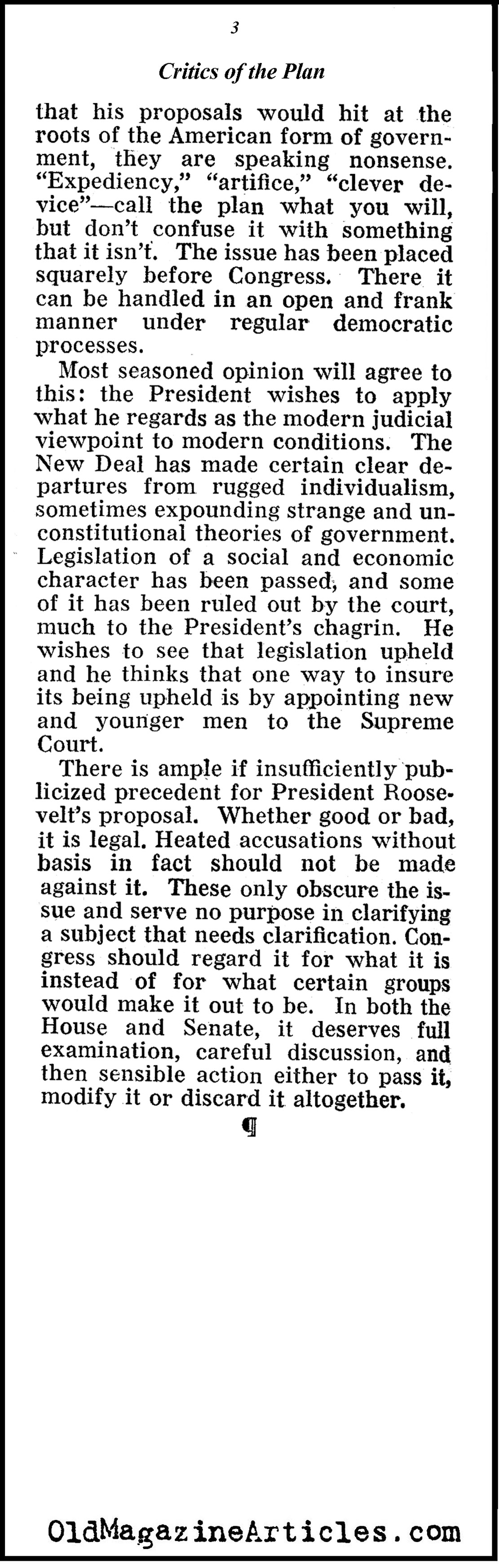 The Critics of FDR's Supreme Court Scheme (Pathfinder Magazine, 1937)