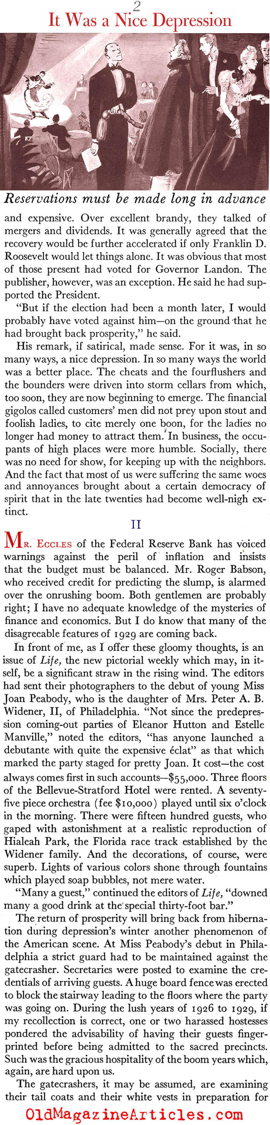 ''It was a Nice Depression'' (Scribner's Magazine, 1937)