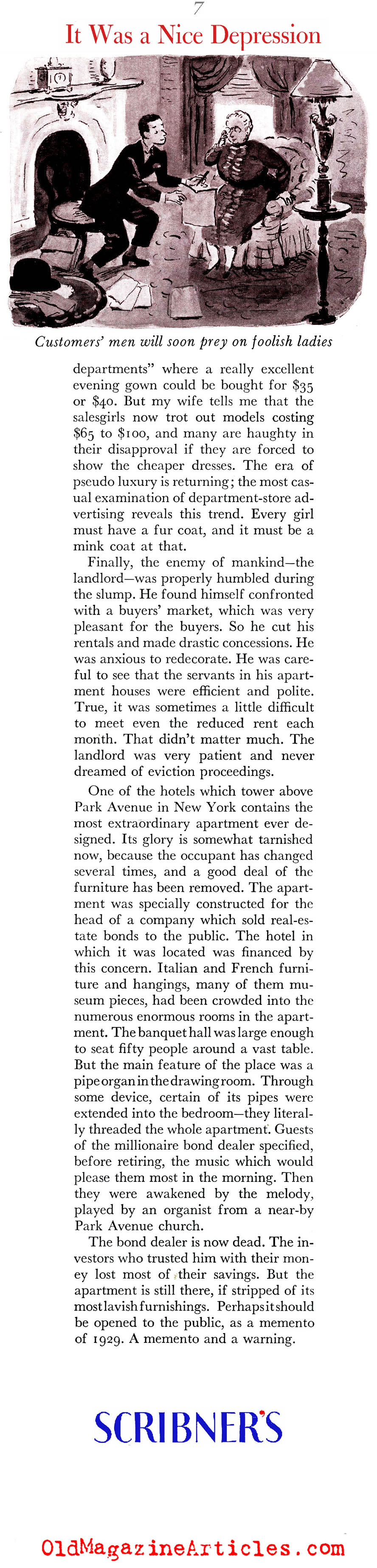 ''It was a Nice Depression'' (Scribner's Magazine, 1937)