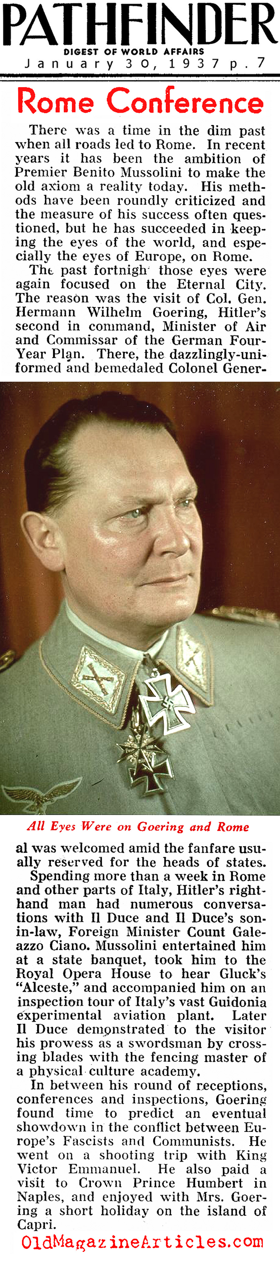 Goering in Italy (Pathfinder Magazine, 1937)