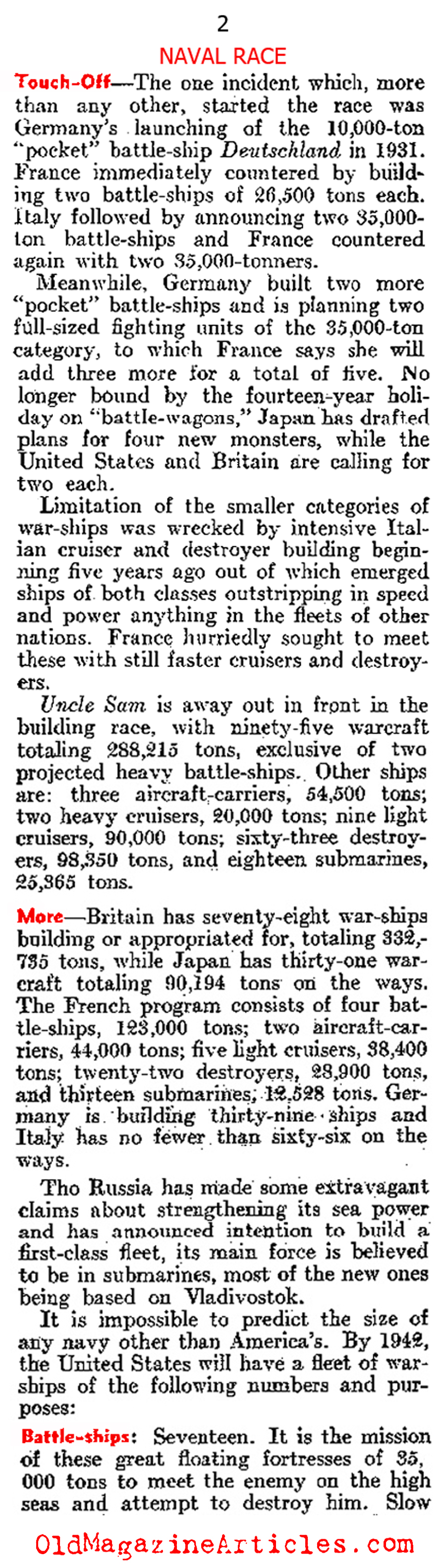 The World Navies Expand (The Literary Digest, 1937)