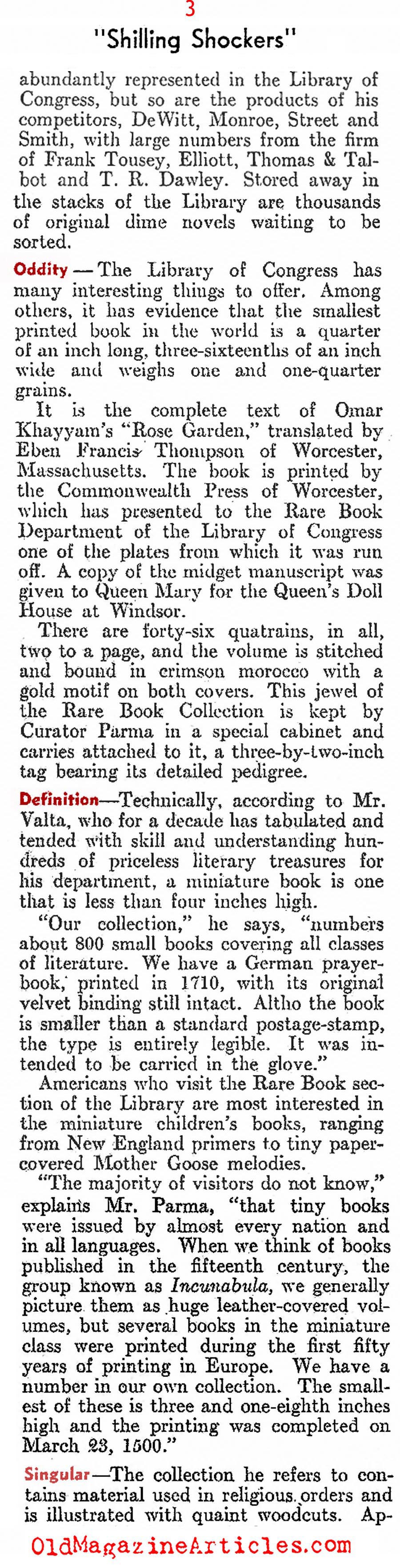 Library of Congress Salutes the Dime Novel (Literary Digest, 1937)