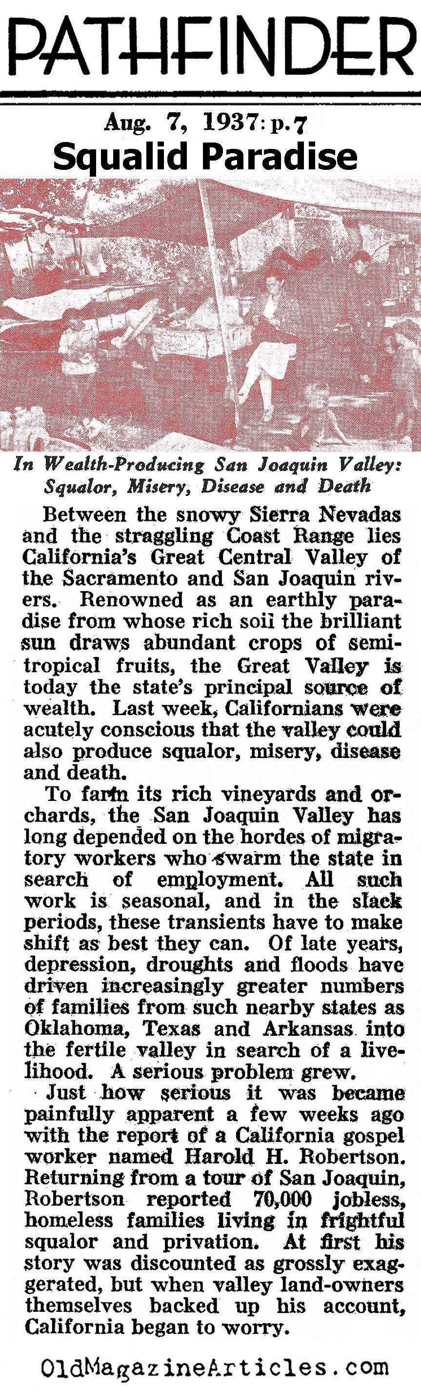 Starvation in the San Joaquin Valley (Pathfinder Magazine, 1937)