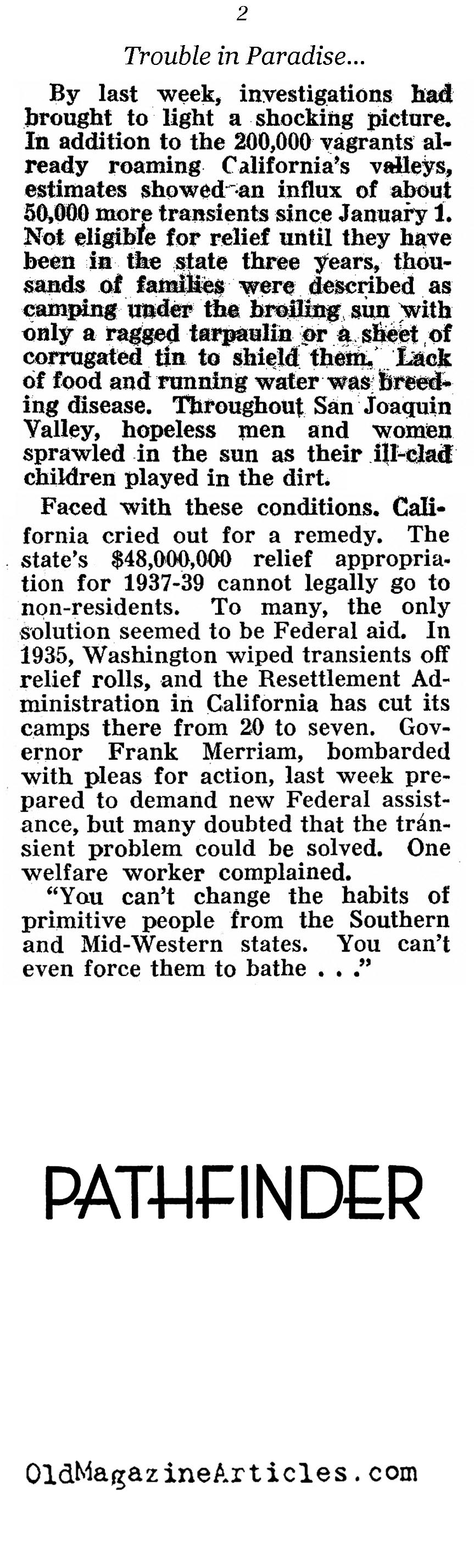 Starvation in the San Joaquin Valley (Pathfinder Magazine, 1937)