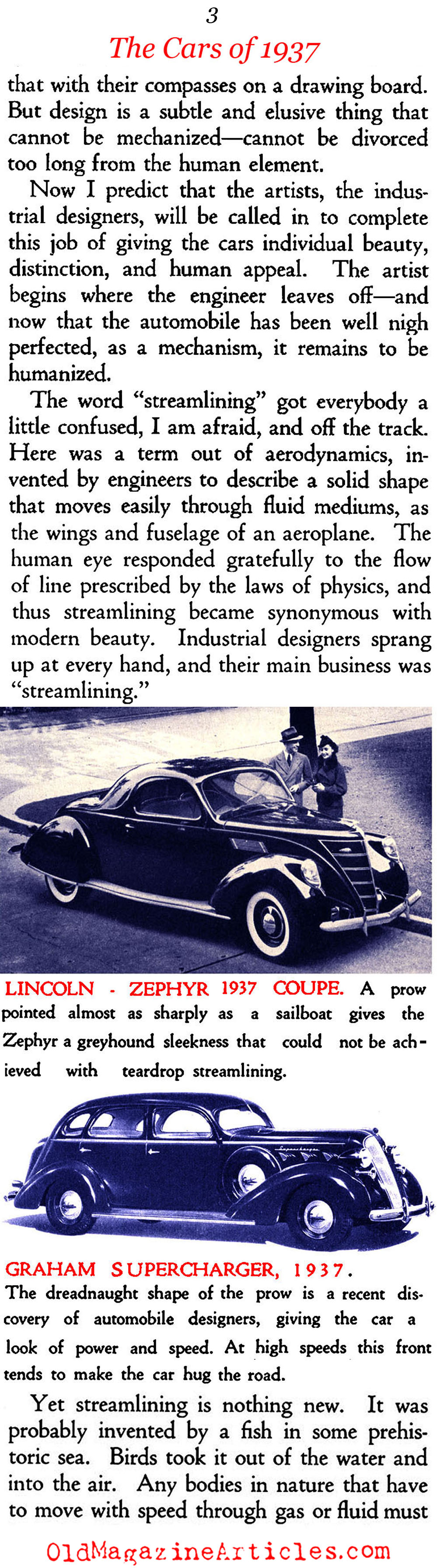 The Streamlining of Cars (Creative Art Magazine, 1936)