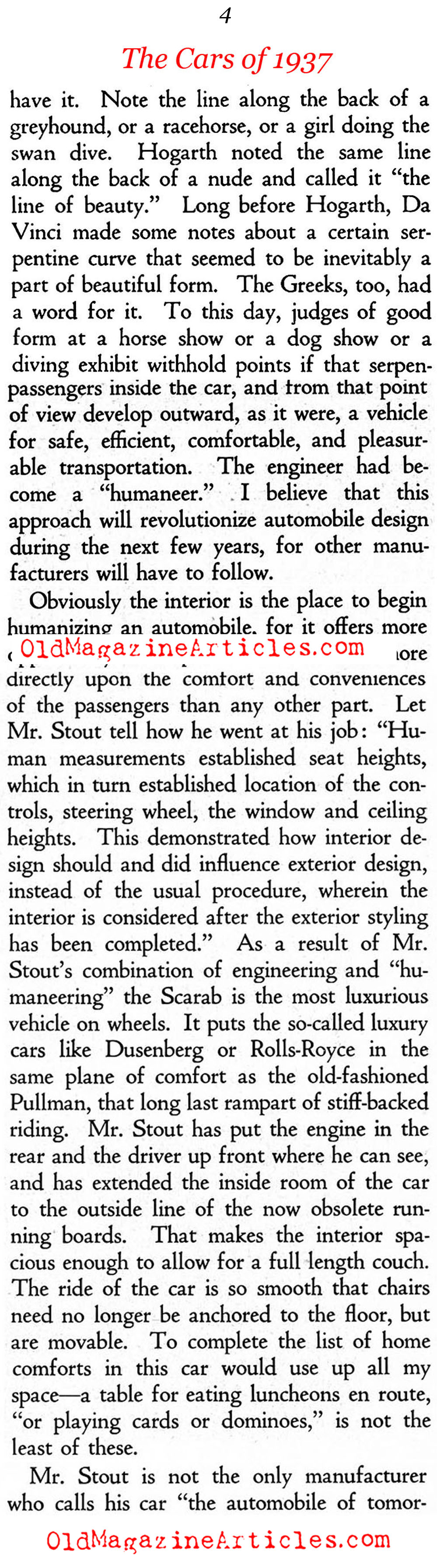 The Streamlining of Cars (Creative Art Magazine, 1936)