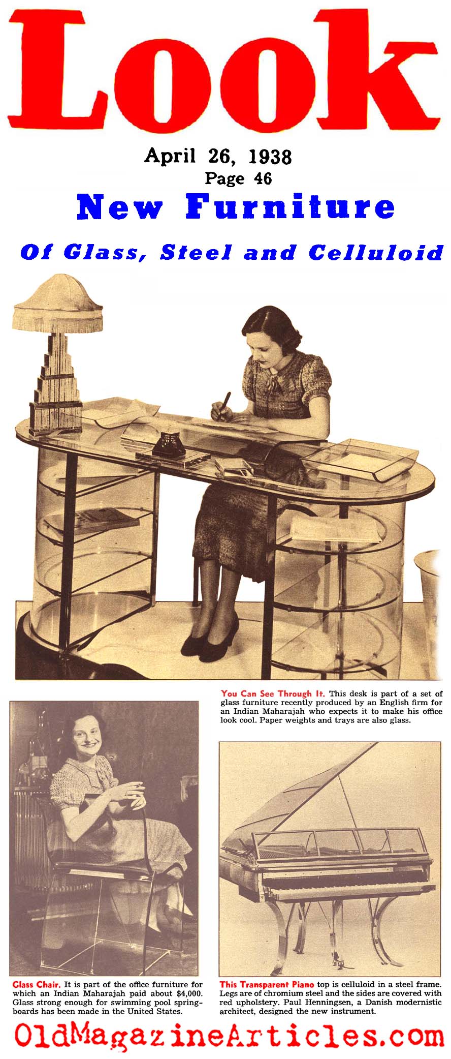 Streamlined Glass Furniture (Look Magazine, 1938)