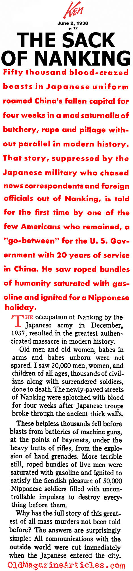 Nanking Ravaged (Ken Magazine, 1938)