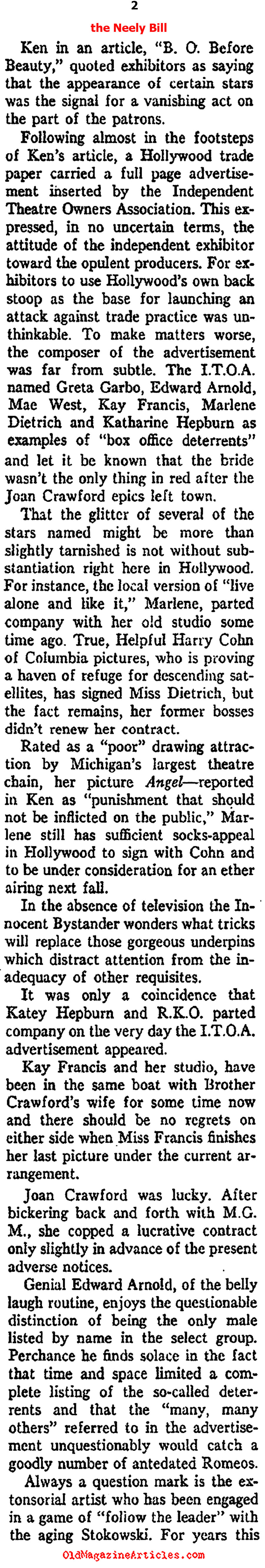 Movie Exhibitors vs Movie Producers (Ken Magazine, 1938)