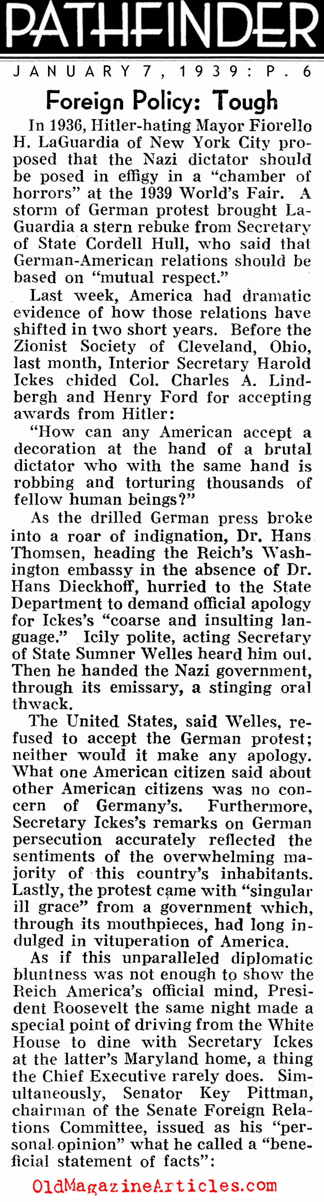 No, Joe Biden, U.S. Relations With Germany Were Bad Before the U.S. Entry Into W.W. II (Pathfinder Magazine, 1939)