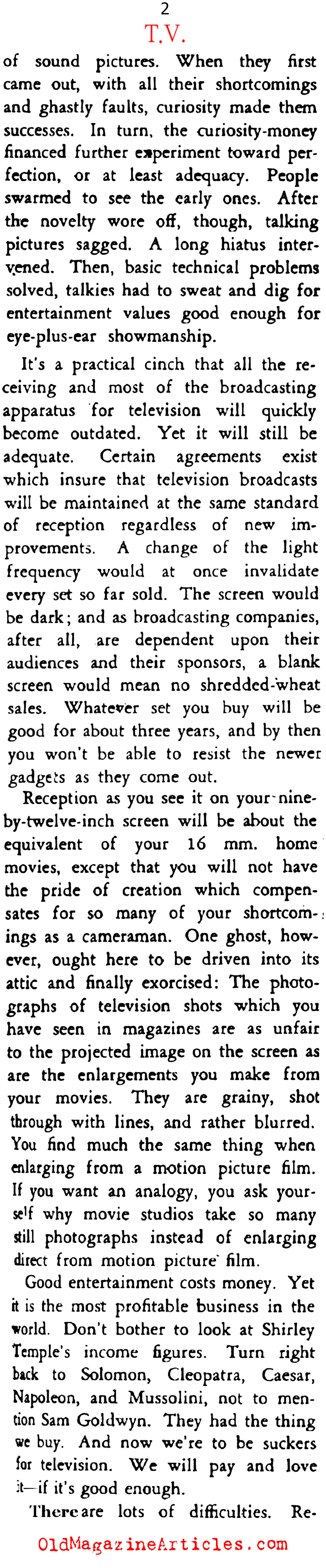 Anticipating the Television Juggernaut  (Stage Magazine, 1939)