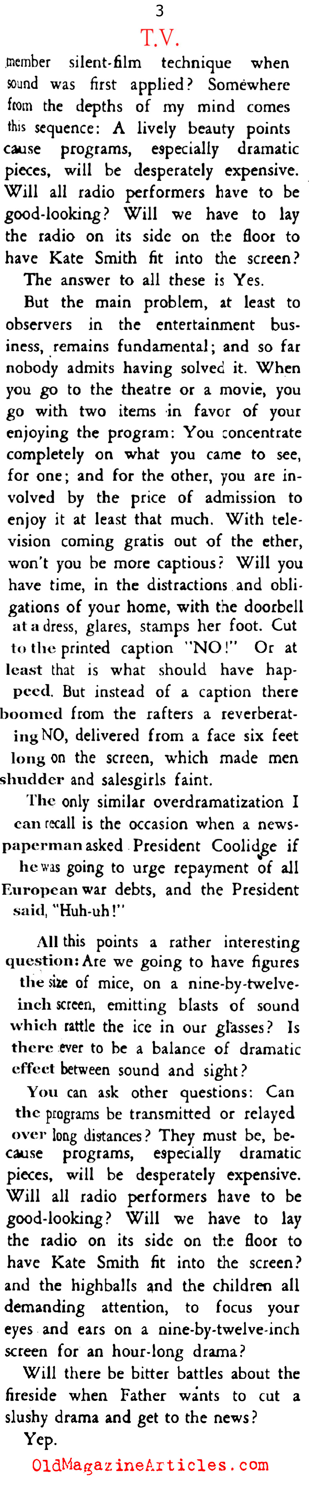Anticipating the Television Juggernaut  (Stage Magazine, 1939)