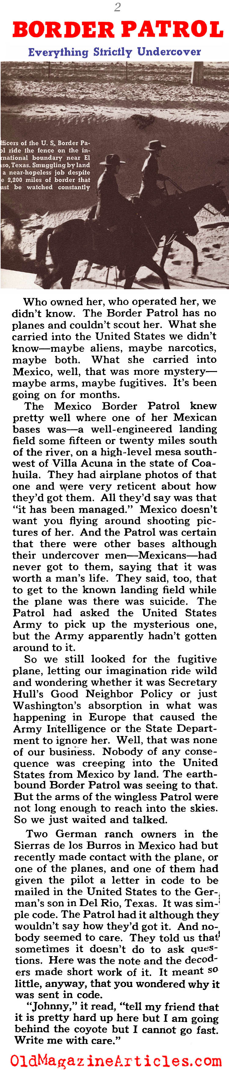 The Border Patrol (Collier's Magazine, 1940)