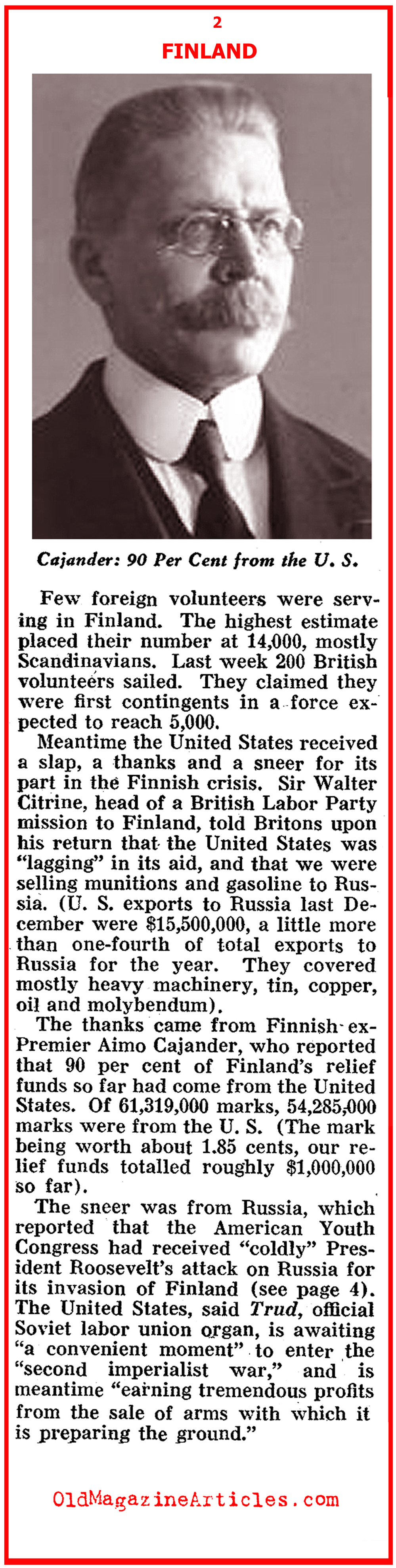 The Soviet Invasion of Finland (Pathfinder Magazine, 1940)