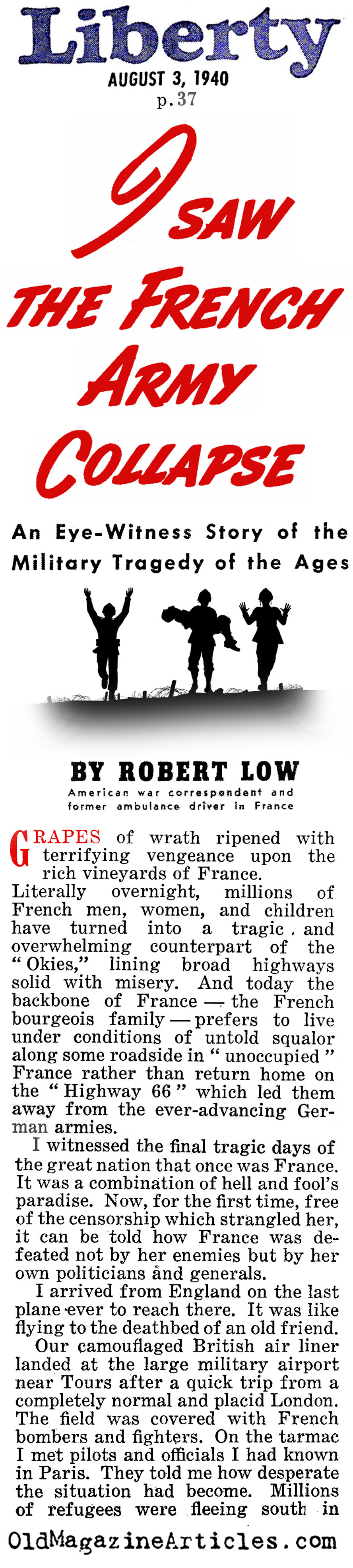 He Saw the French Defense Implode (Liberty Magazine, 1940)