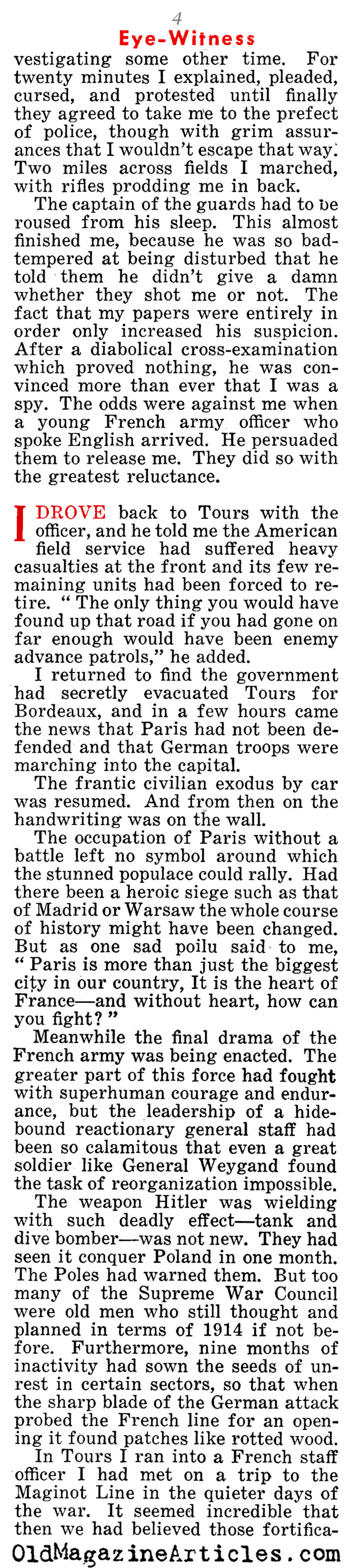 He Saw the French Defense Implode (Liberty Magazine, 1940)