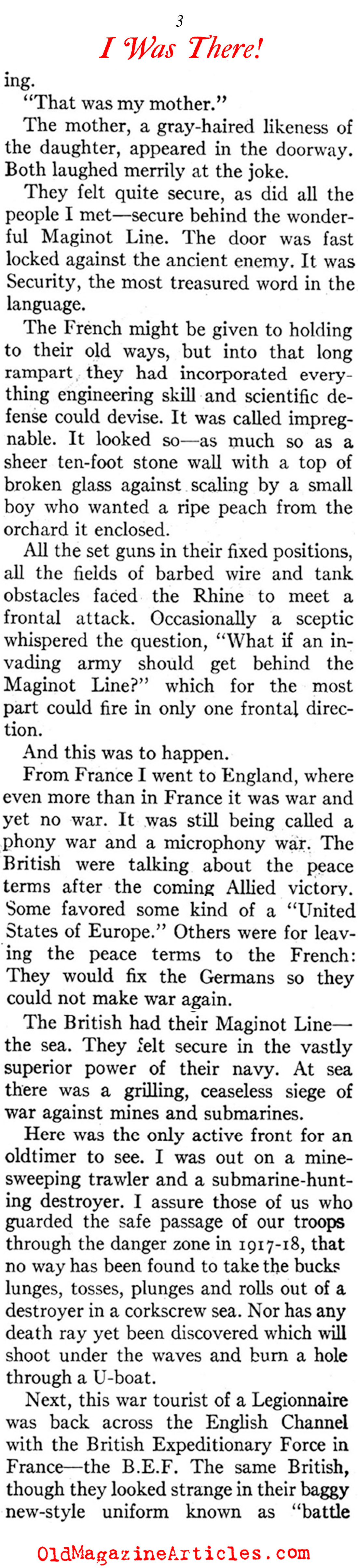 With the French as Their Army Collapsed  (American Legion Weekly, 1940)