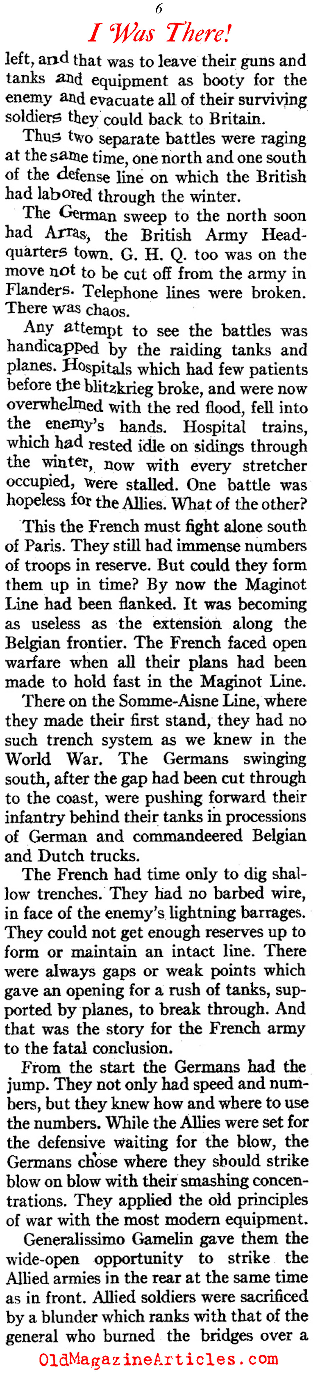 With the French as Their Army Collapsed  (American Legion Weekly, 1940)