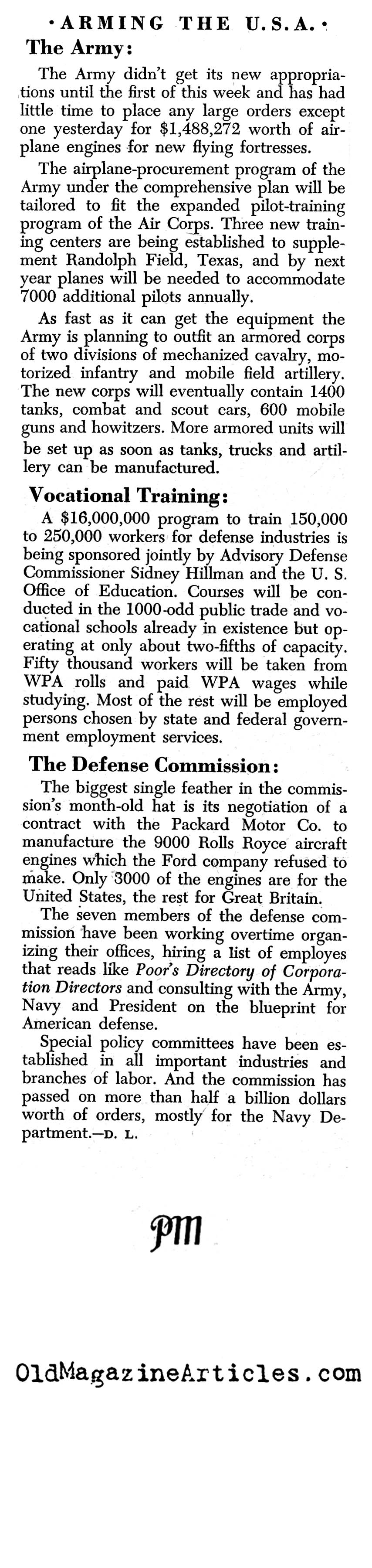 Congress Approved $5,000,000,000 Build-Up (PM Tabloid, 1940)