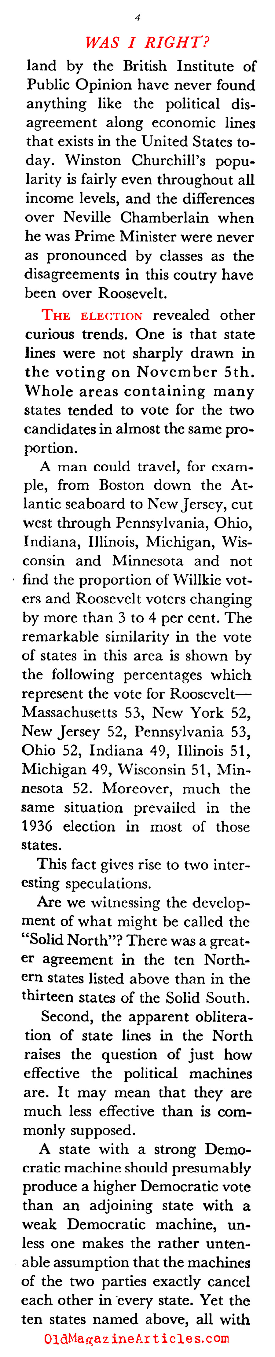 The 1940 Election Polls and FDR (Coronet Magazine, 1941)