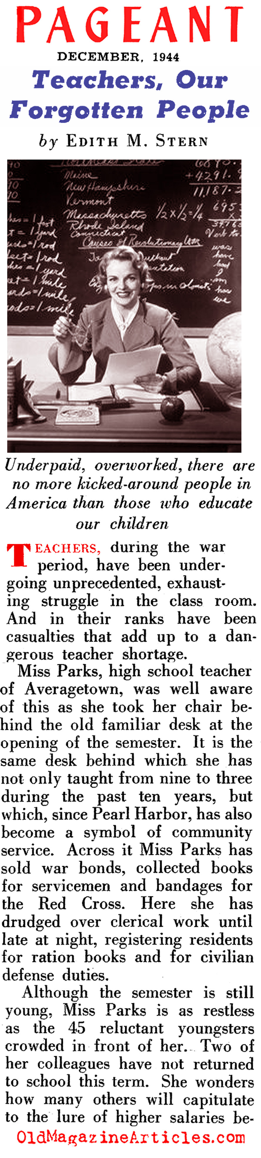 Teaching in the Forties (Pageant Magazine, 1944)