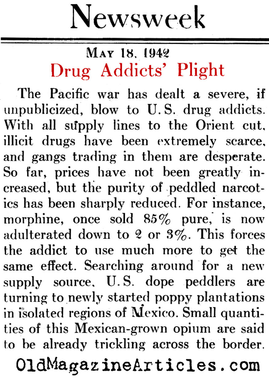 The Addict's Plight (Newsweek Magazine, 1942)