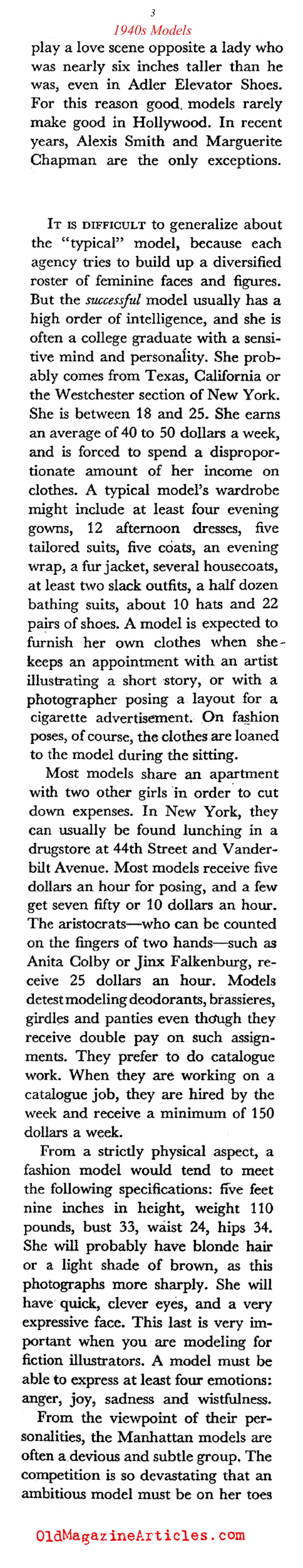 Fashion Modeling in the 1940s (Coronet Magazine, 1944)