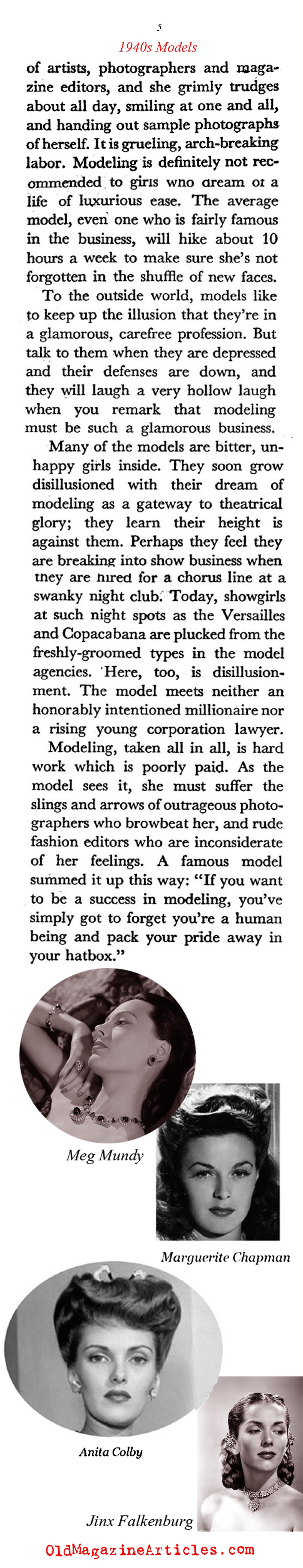 Fashion Modeling in the 1940s (Coronet Magazine, 1944)