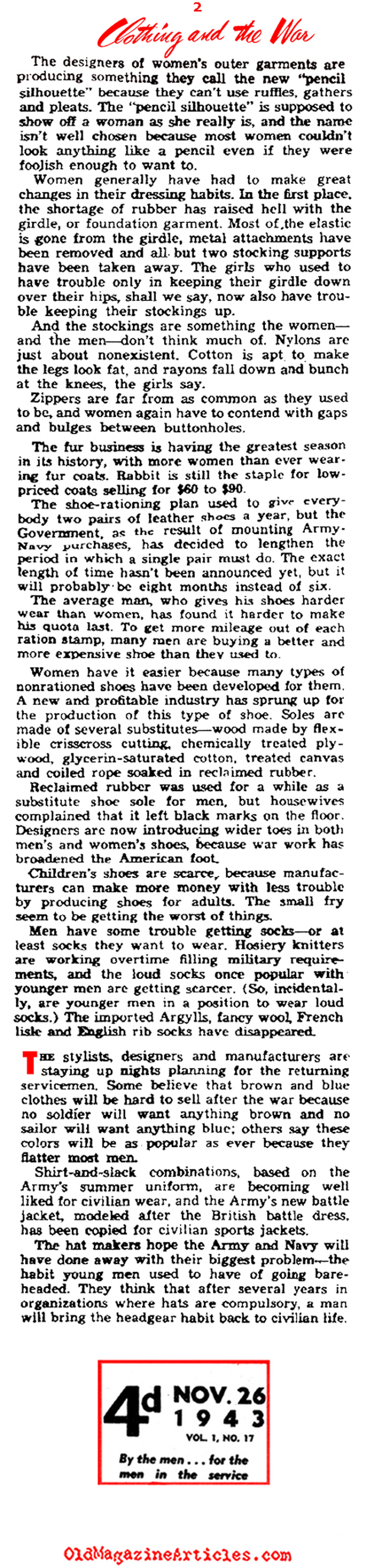 World War II Fabric Rationing in the United States (Yank Magazine, 1945)