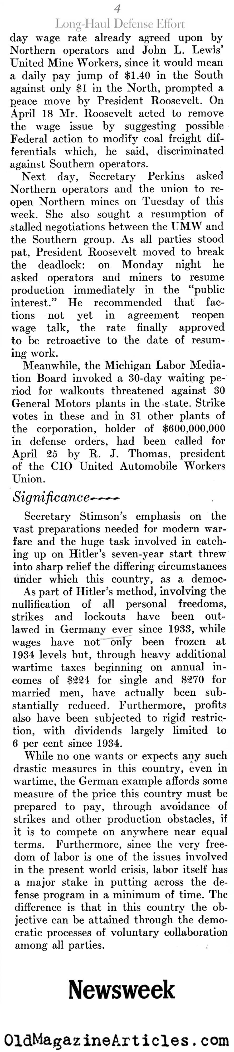 The Arsenal of Democracy Kicks-In (Newsweek Magazine, 1941)