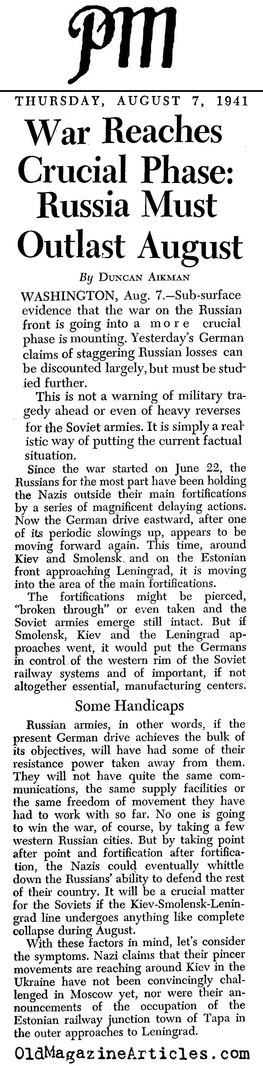 The German Eastward Thrust (PM Tabloid 1941)