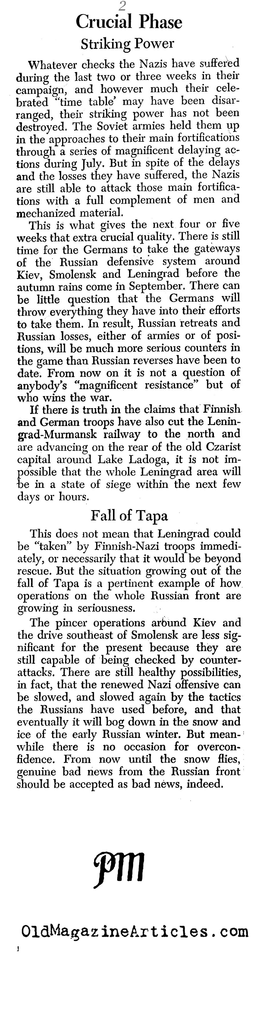 The German Eastward Thrust (PM Tabloid 1941)