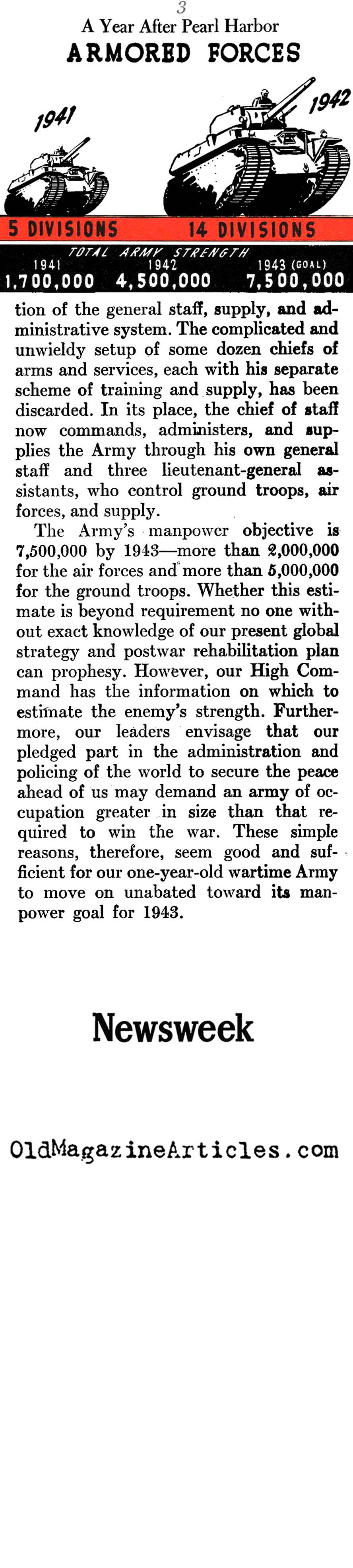 One Year of Military Expansion (Newsweek Magazine, 1942)