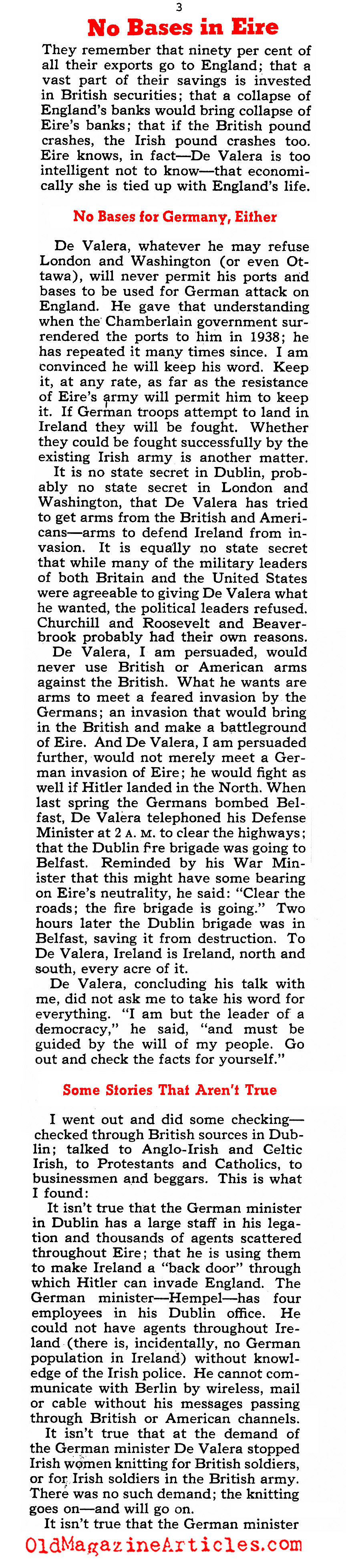 Ireland Bows Out of the War (Collier's Magazine, 1942)