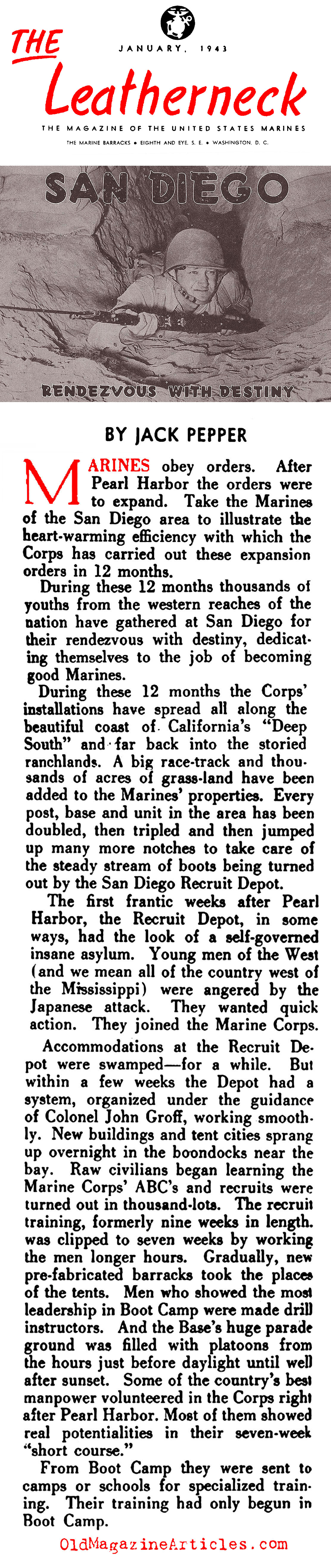 Training Marines in San Diego (Leatherneck Magazine, 1943)