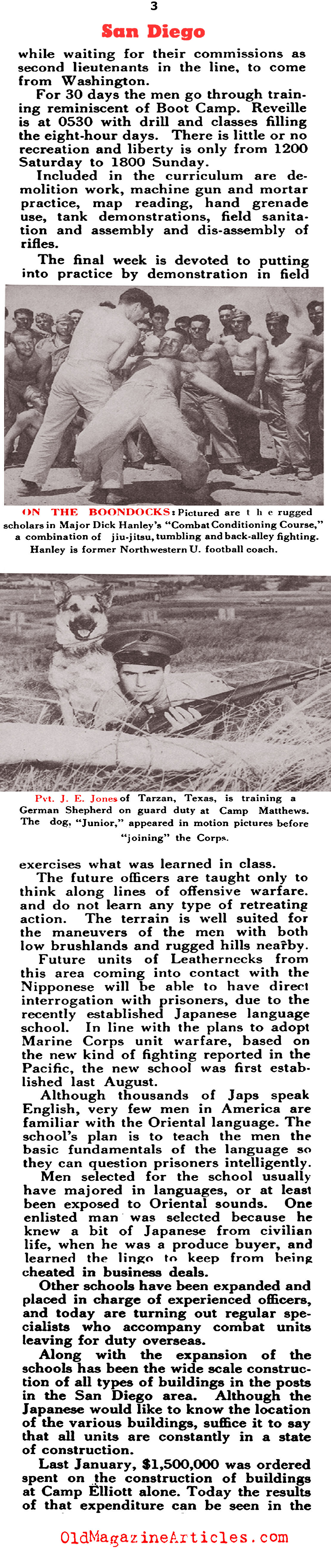 Training Marines in San Diego (Leatherneck Magazine, 1943)