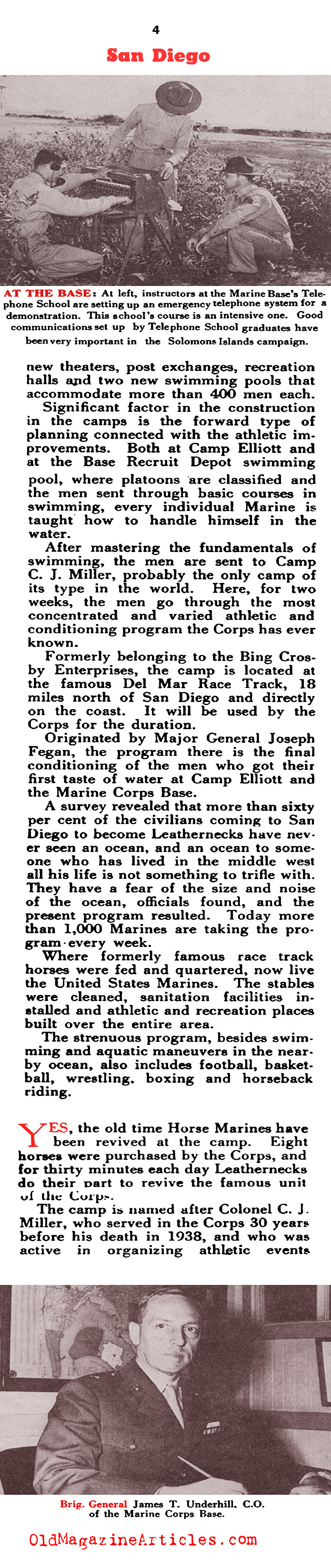 Training Marines in San Diego (Leatherneck Magazine, 1943)