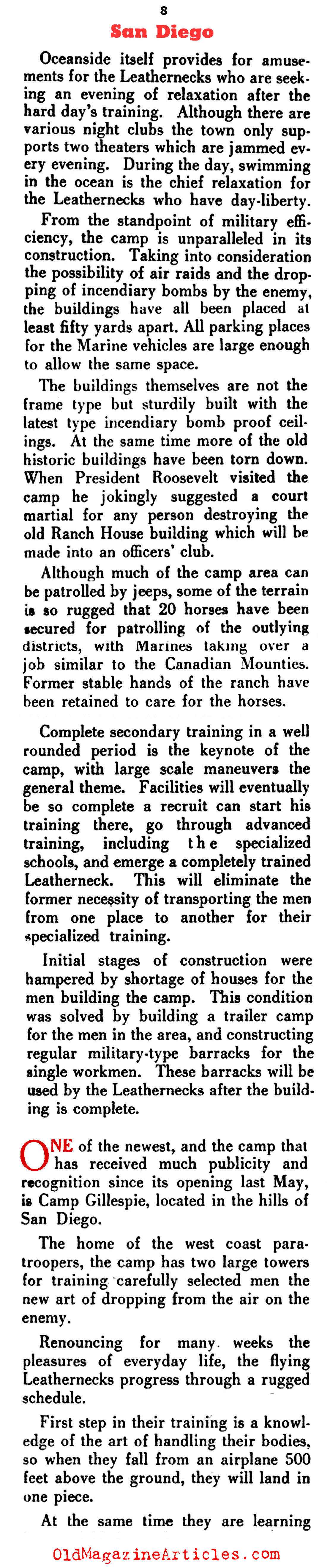 Training Marines in San Diego (Leatherneck Magazine, 1943)