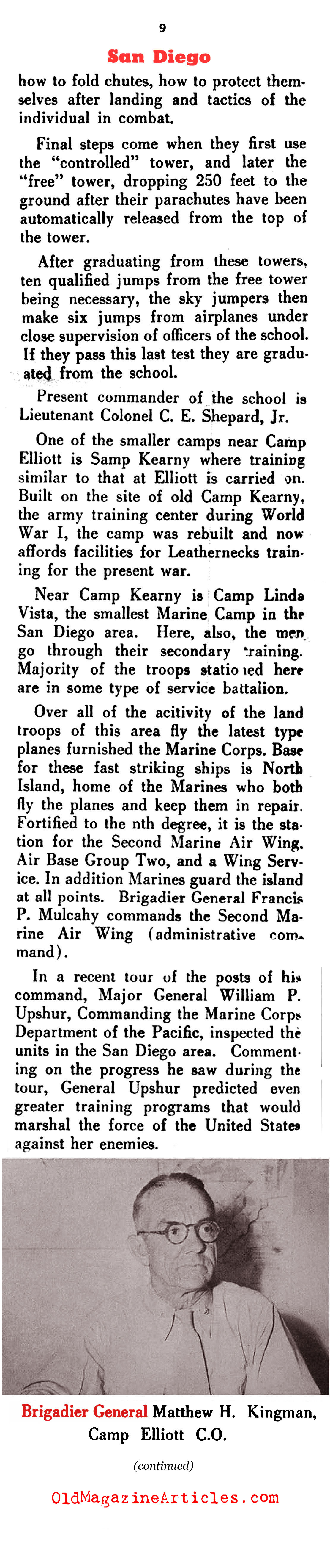 Training Marines in San Diego (Leatherneck Magazine, 1943)