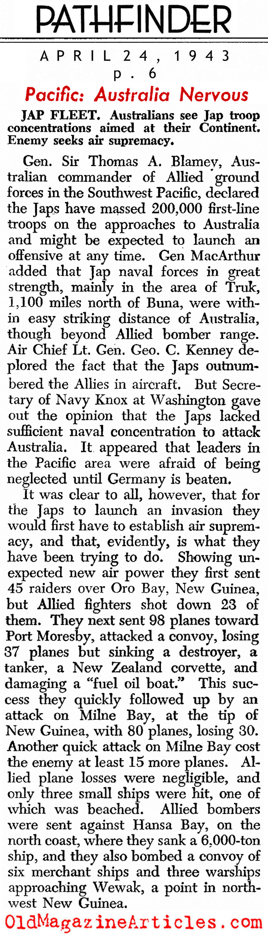 A Nervous Australia (Pathfinder Magazine, 1943)