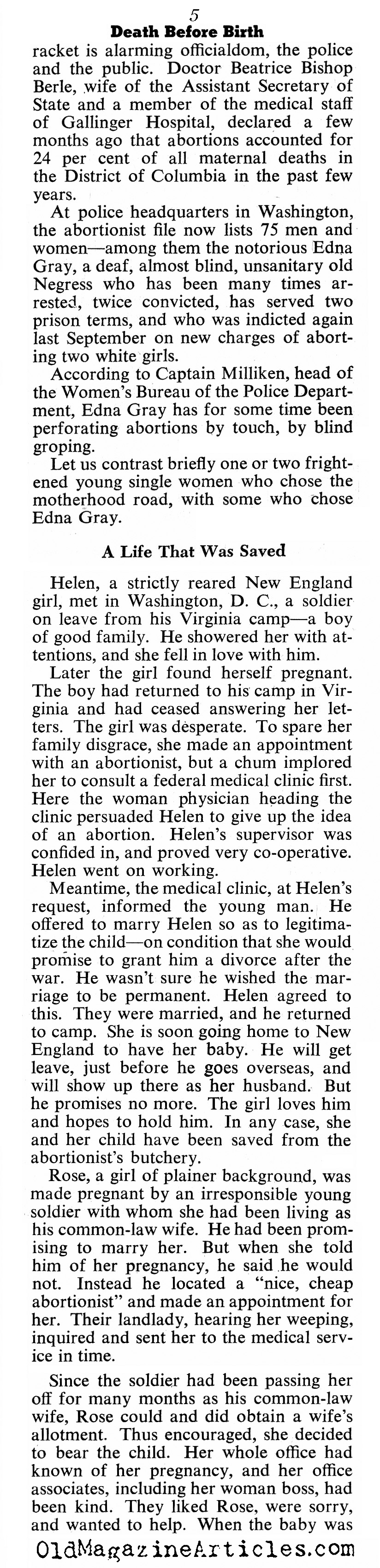 The Growing Popularity of Abortions (Collier's Magazine, 1944)