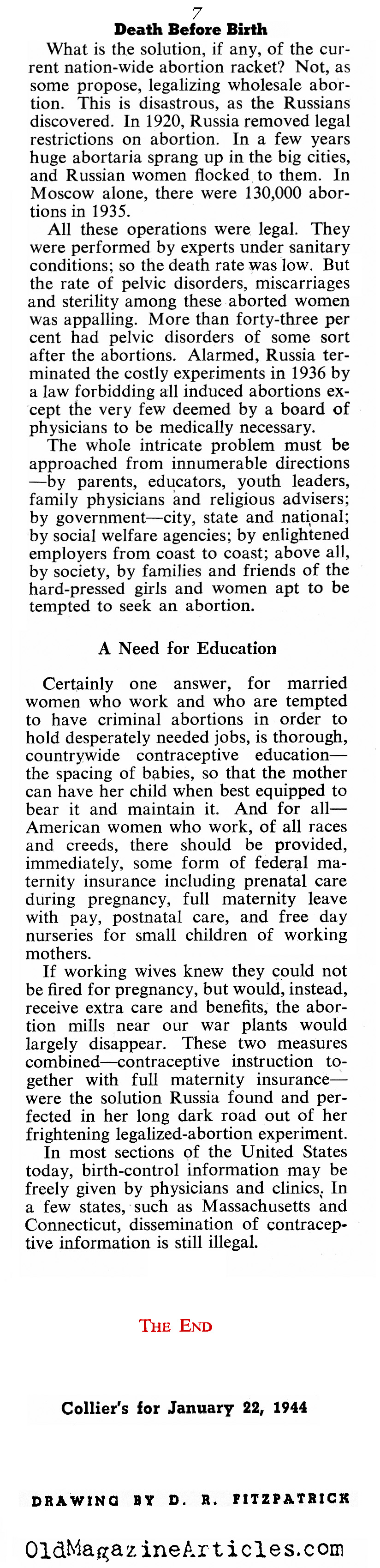 The Growing Popularity of Abortions (Collier's Magazine, 1944)
