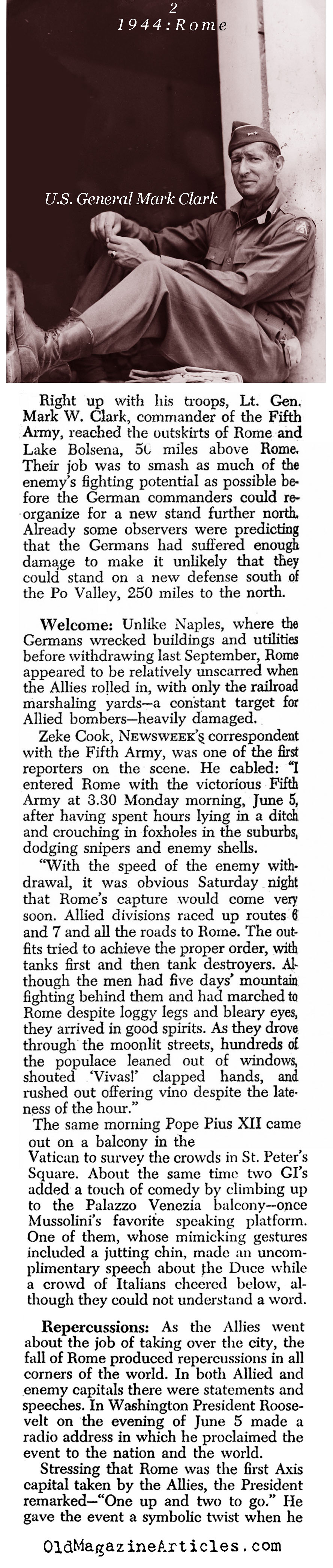Rome Falls (Newsweek Magazine, 1944)