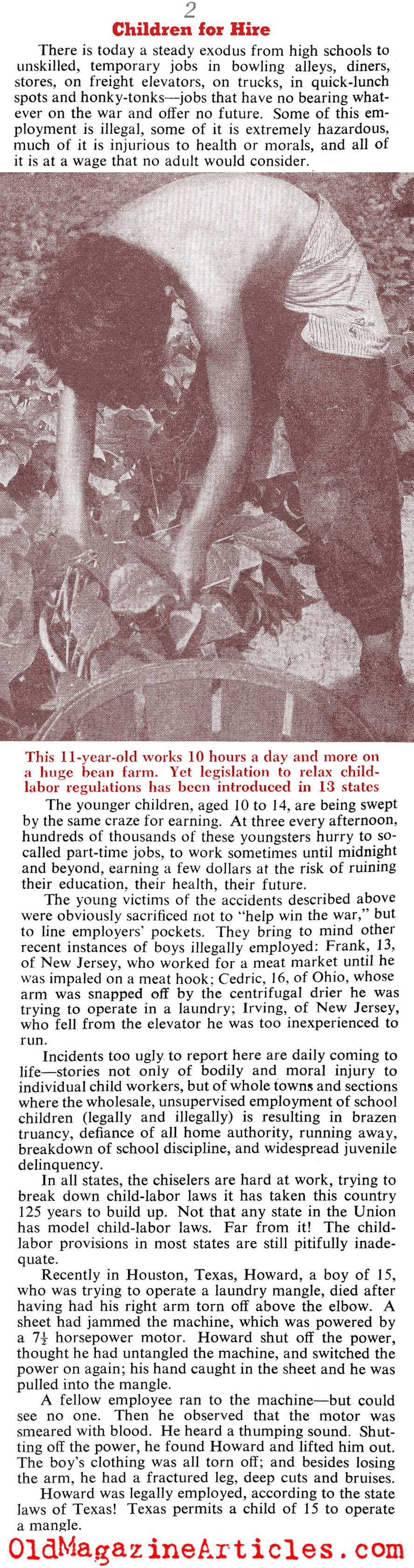Child Labor During W.W. II (Collier's Magazine, 1943)