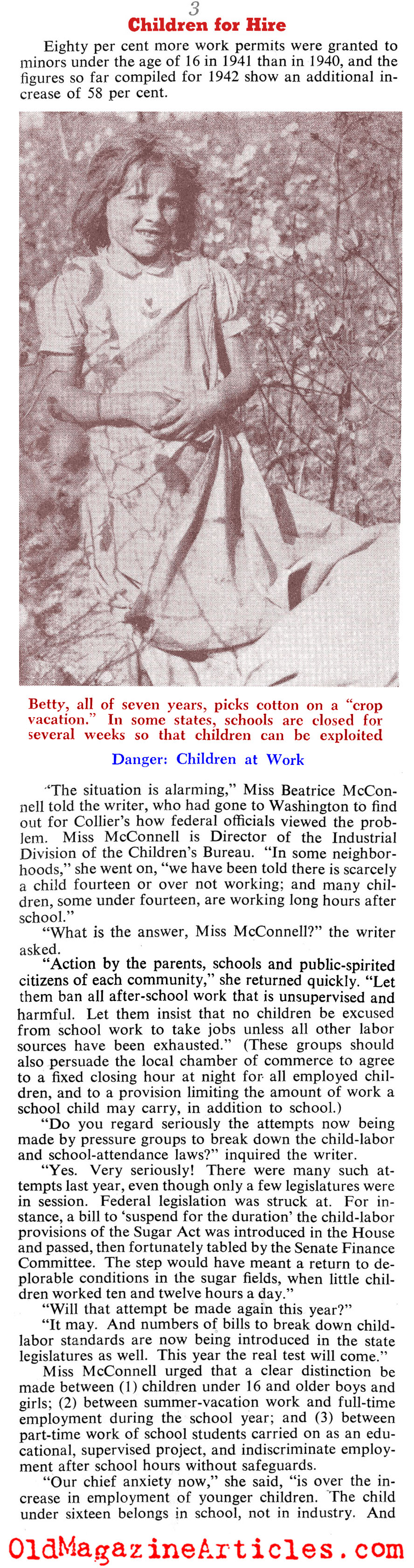 Child Labor During W.W. II (Collier's Magazine, 1943)