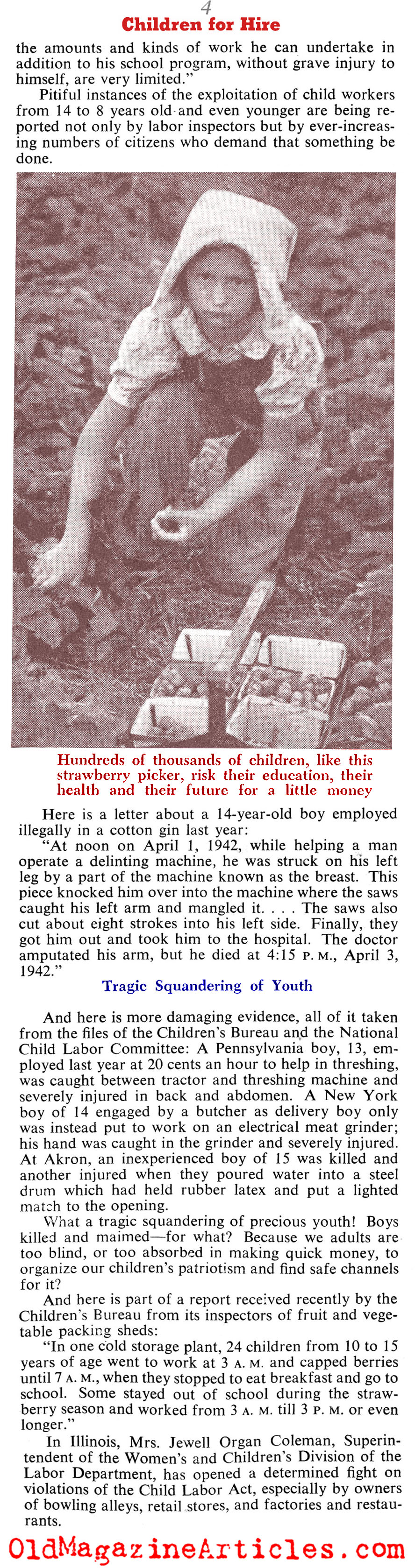 Child Labor During W.W. II (Collier's Magazine, 1943)