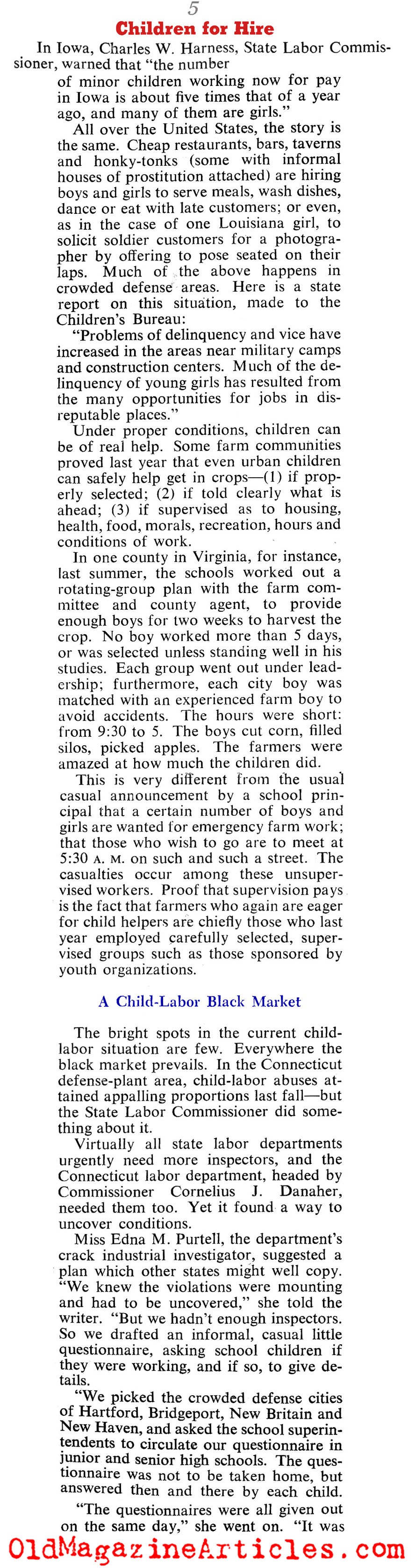 Child Labor During W.W. II (Collier's Magazine, 1943)