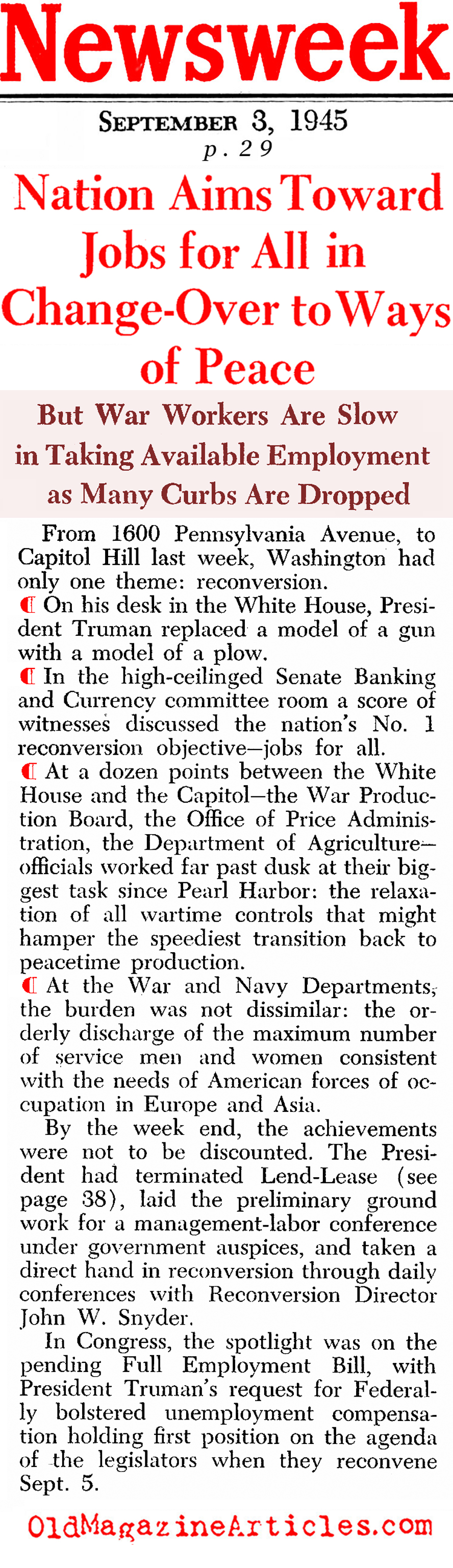 The End of the Home Front (Newsweek Magazine, 1945)